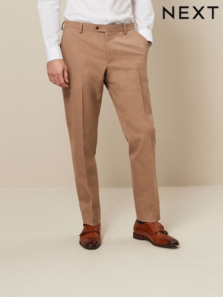 Marl Taupe Slim Fit Motionflex Stretch Suit Trousers (187809) | 99 QAR