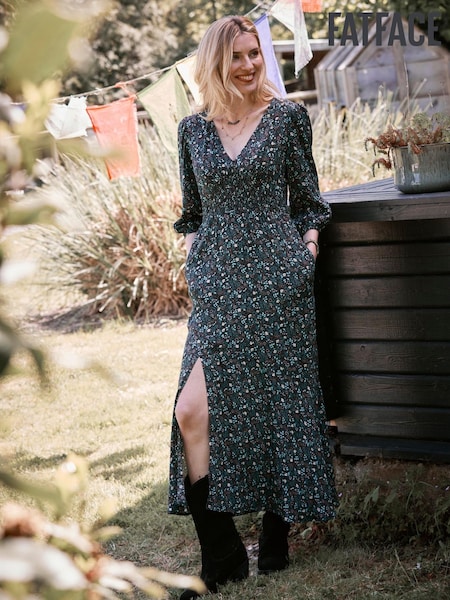 FatFace Black Rene Evergreen Midi Dress (187841) | €43.50