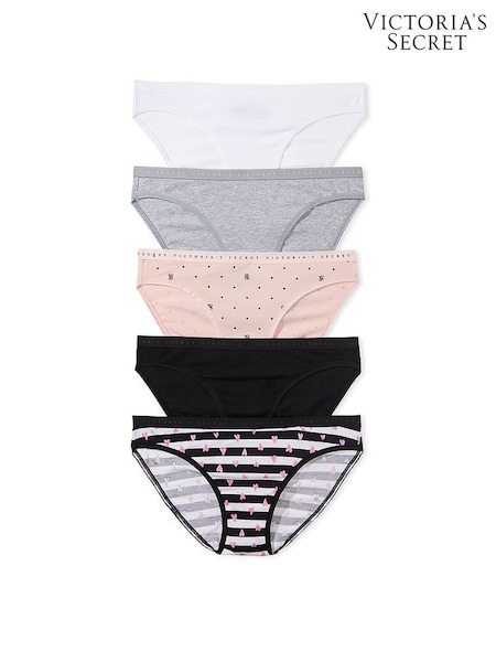 Victoria's Secret White/Grey/Pink/Black Bikini 5 Pack Knickers (187854) | €31