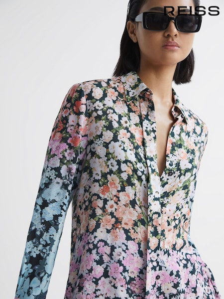 Reiss Serena Floral Print Concealed Button Shirt (187920) | €249