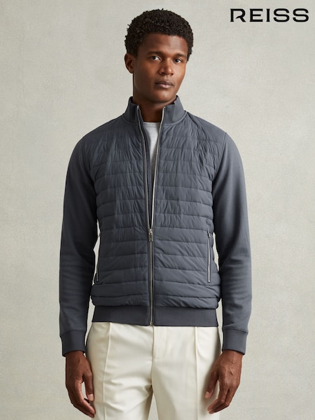 Ilmavoimien Sininen - Reiss Flintoff Hybrid Quilt And Knit Zip-through Jacket (188027) | €265