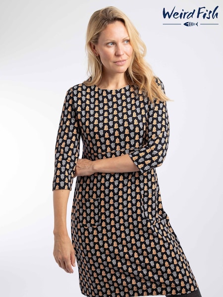 Yellow - Weird Fish Starshine Cotton Printed Jersey Dress