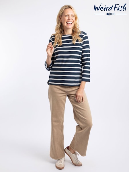 Blue - Weird Fish Saffira Cotton Jersey Stripe Top