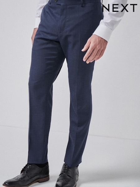 Navy Blue Slim Check Suit: Trousers (188229) | €9