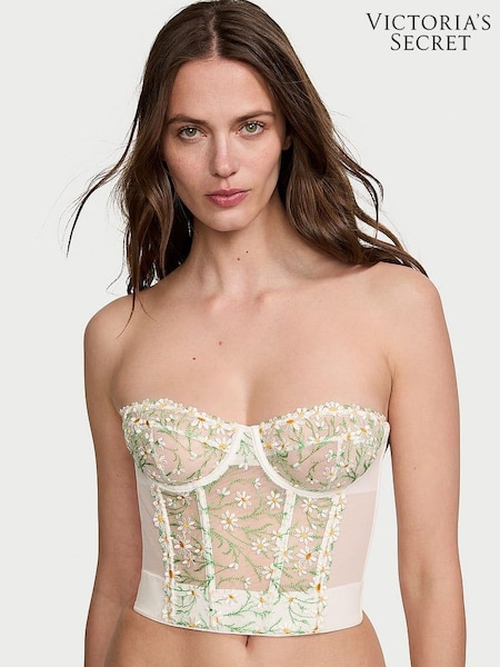 Victoria's Secret Daisy Embroidery White Corset Bra Top (188308) | €26
