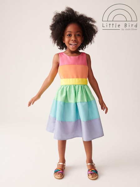 Little Bird by Jools Oliver Multi Colourful Pastel Striped Occasion Dress with Bow (188335) | €21 - €25