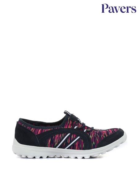 כחול כהה צבעוני - Pavers Ladies Wide Fit Lightweight Slip-on Trainers (188606) | ‏166‏₪