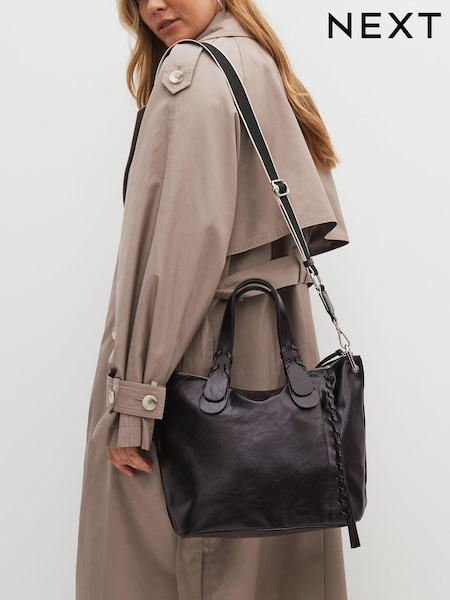 Schwarz - Shopper-Tasche mit Webriemen (188653) | 27 €