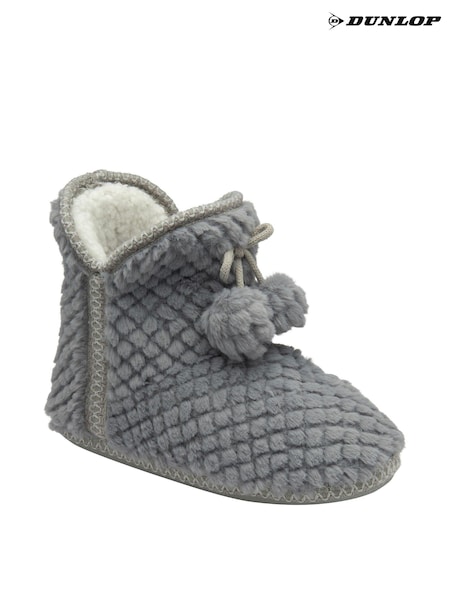 Dunlop Grey Ladies Waffle Bootee Slippers (188660) | $51