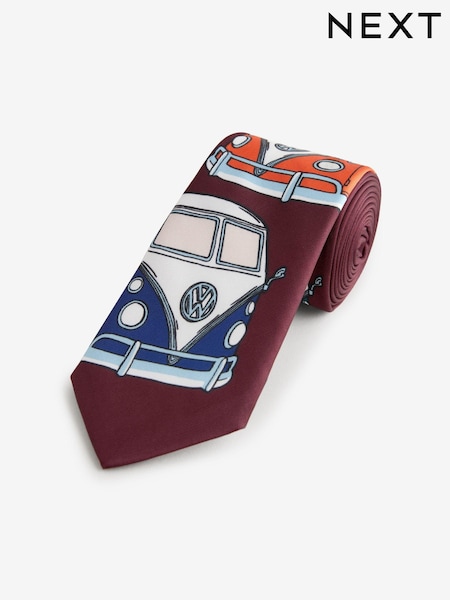 Burgundy Red Slim Volkswagen Camper Van Design Tie (188824) | AED35