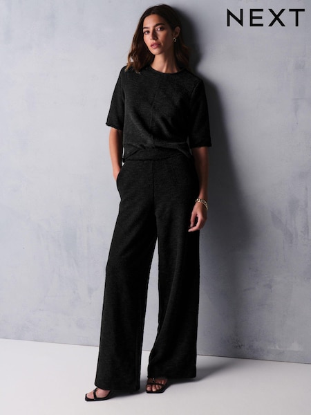 Black Boucle Textured Wide Trousers (188873) | €15