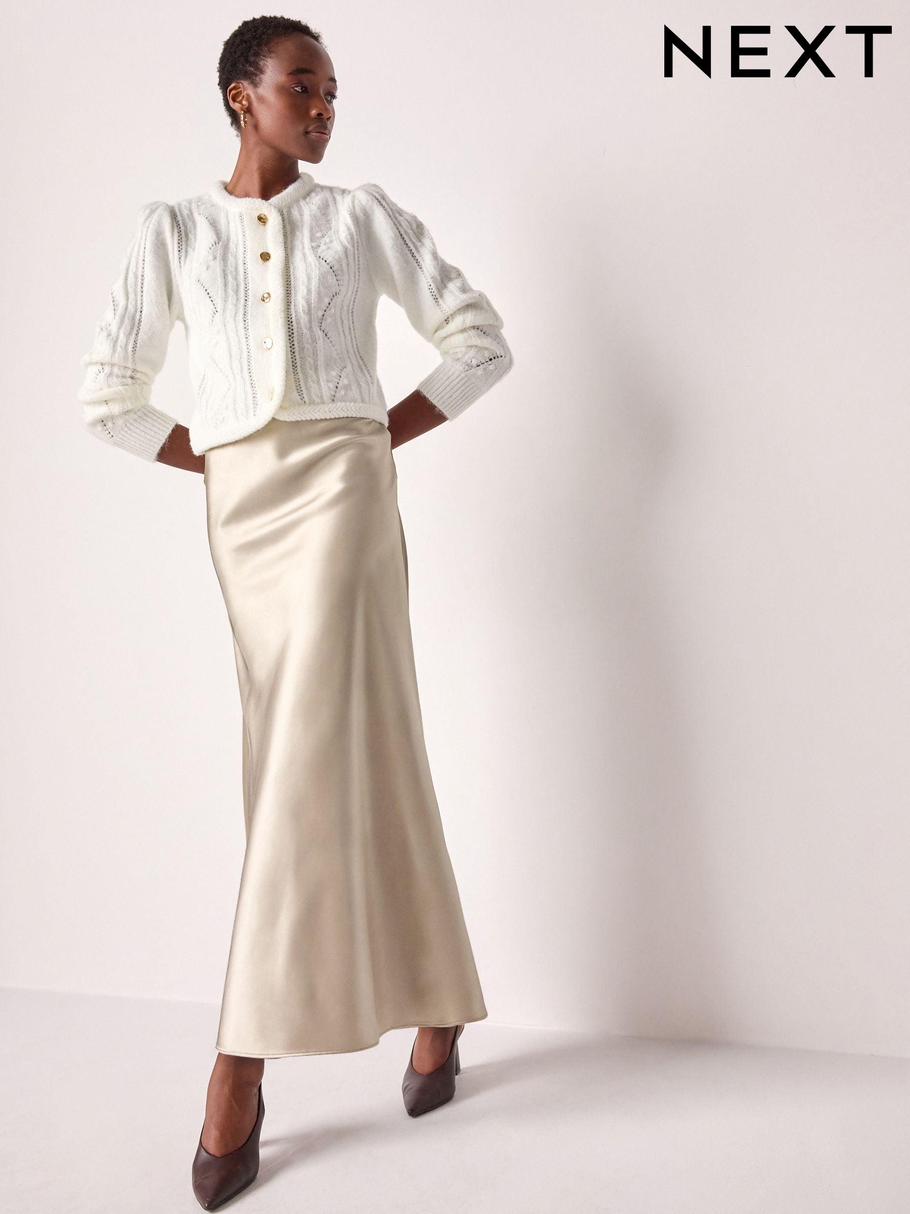 Cream a line midi skirt hot sale