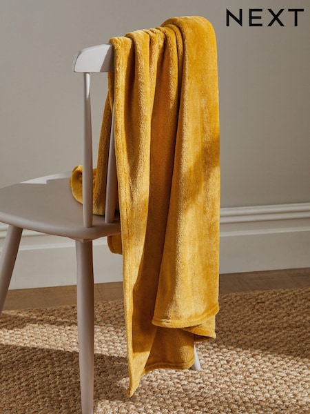 Ochre Yellow Plush Fleece Throw (189099) | 41 QAR - 116 QAR
