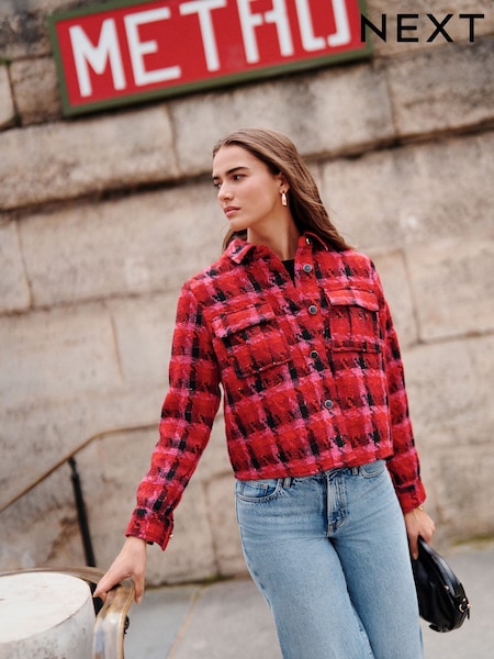 Pink/Red Boucle Shacket (189107) | €39