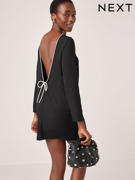 Черный - Longsleeve Bow Back Mini Dress (189173) | €32