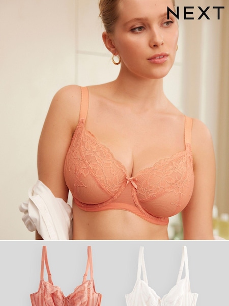 Кораллово-оранжевый/Cream - DD+ Lace Bras 2 Pack (189365) | €6