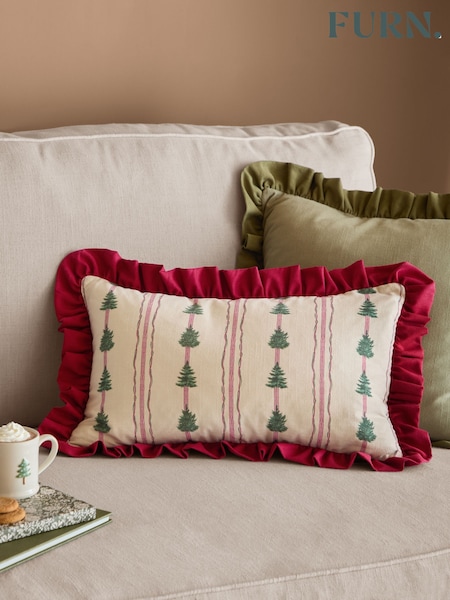 Furn Spruce Stripes Christmas Fibre Filled Cushion