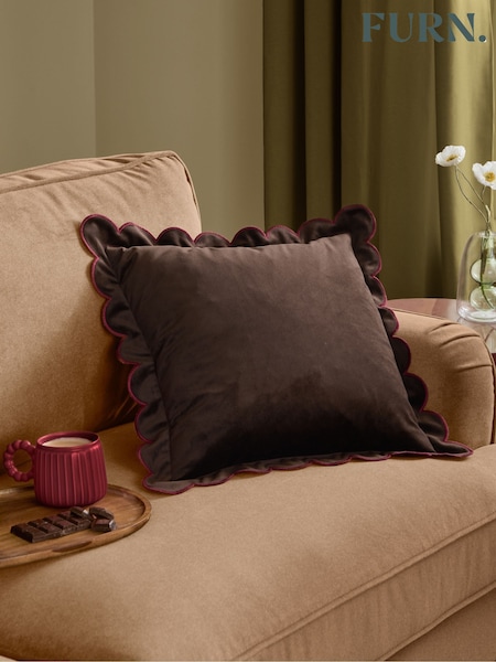 Furn Lil Scallop Velvet Fibre Filled Cushion