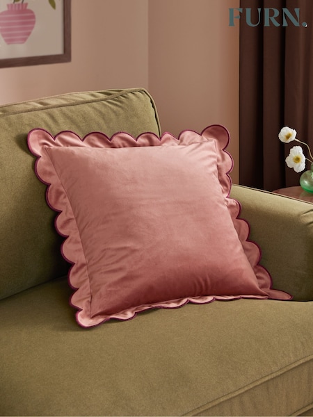 Furn Lil Scallop Velvet Fibre Filled Cushion