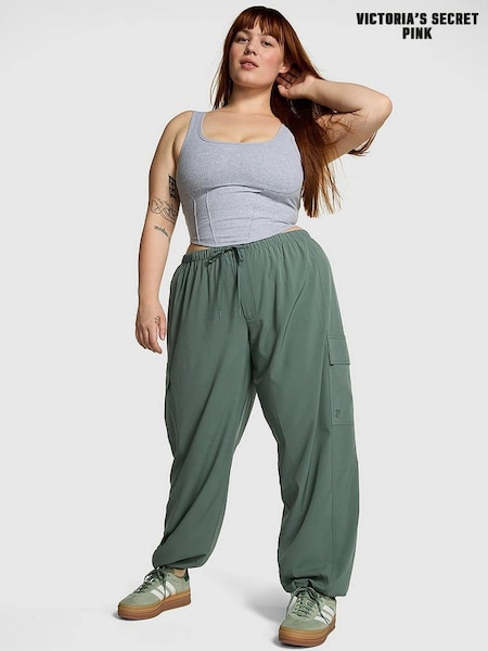 Victoria's Secret PINK Fresh Forest Green Parachute Cargo Trousers (189588) | €27