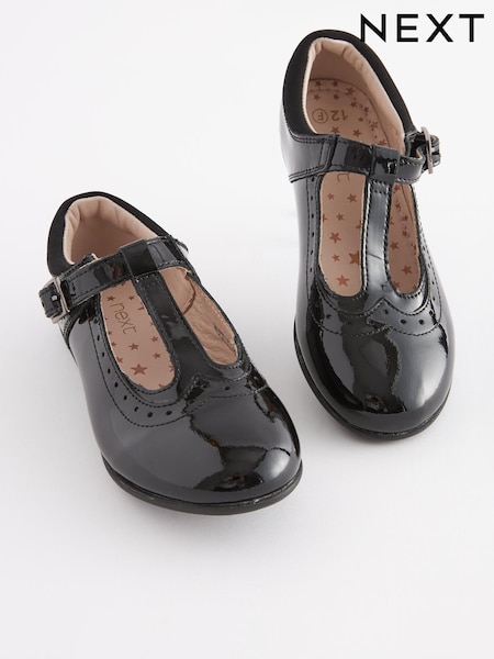 Black Patent Standard Fit (F) Leather T-Bar Leather Shoes (190089) | €10 - €12