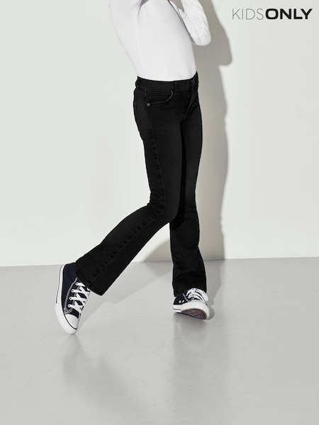 שחור - Only Kids Flare Leg Jeans With Adjustable Waist (190246) | ‏111‏₪