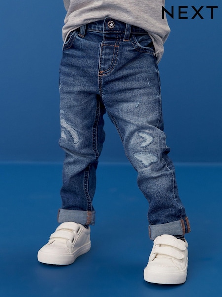 Mid Blue Denim 100% Cotton Distressed Jeans (3mths-7yrs) (190327) | € 11 - € 14