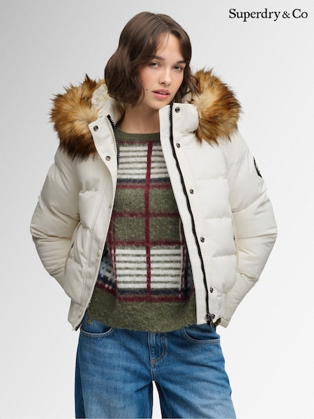 White - Superdry Everest Hoodie Bomber Jacket