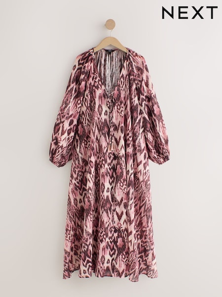 Pink Ikat Print - Maxi Kaftan