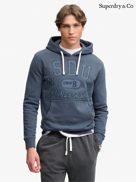 Blue - Regular Superdry Tonal Applique Hoodie