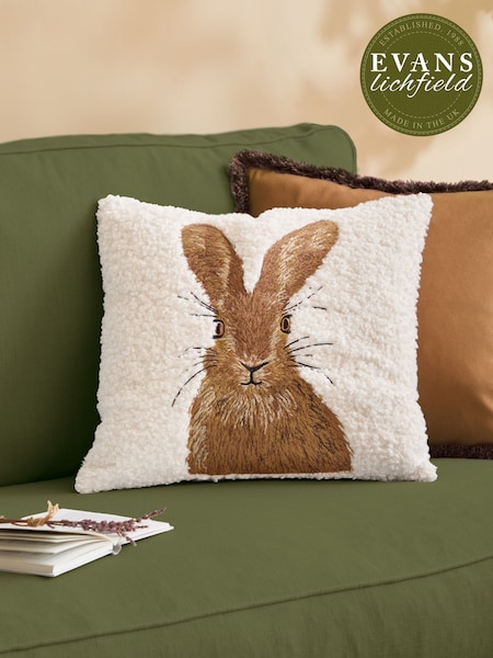 Evans Lichfield Boucle Hare Embroidered Fibre Filled Cushion