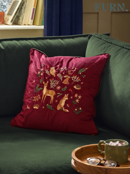 Furn Berry Woods Velvet Fibre Filled Cushion