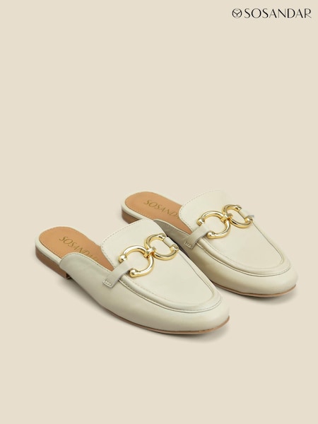 Sosandar Leather Gold Trim Detail Mule Loafers (190973) | €65