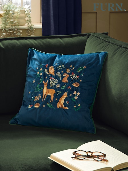 Furn Berry Woods Velvet Fibre Filled Cushion