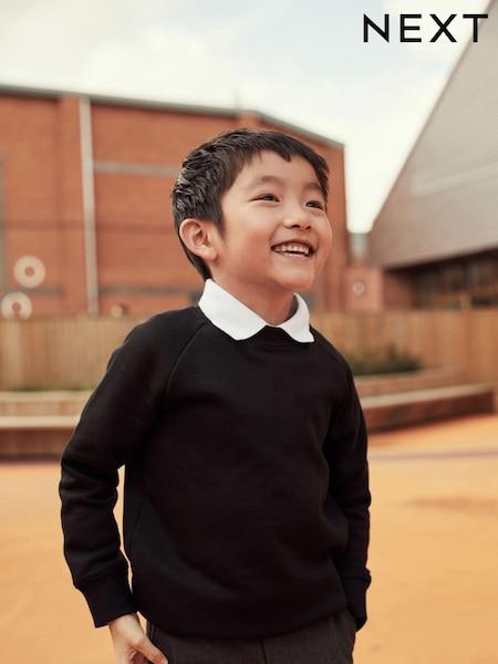 أسود - Crew Neck School Sweater (3-16yrs) (191420) | ‏36 ر.س.‏ - ‏72 ر.س.‏