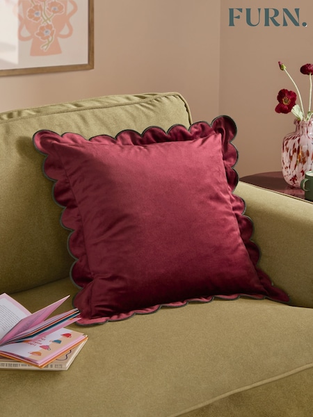 Furn Lil Scallop Velvet Fibre Filled Cushion