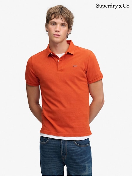 Orange - Regular Superdry Classic Pique Polo Shirt