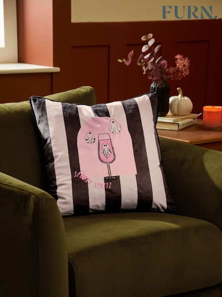 Furn Spooky Season Velvet Halloween Fibre Filled Cushion