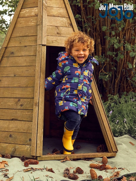 JoJo Maman Bébé Navy Blue Construction Character Puffer Jacket (191906) | €83