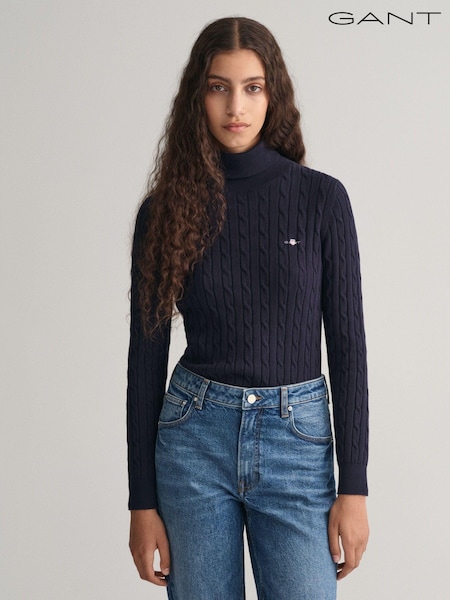 Abendblau - GANT Stretch Cotton Cable Turtleneck Sweater (191959) | 91 €