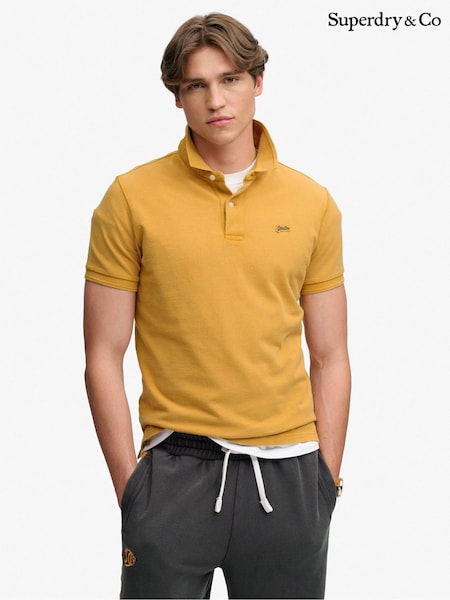 Yellow - Regular Superdry Classic Pique Polo Shirt