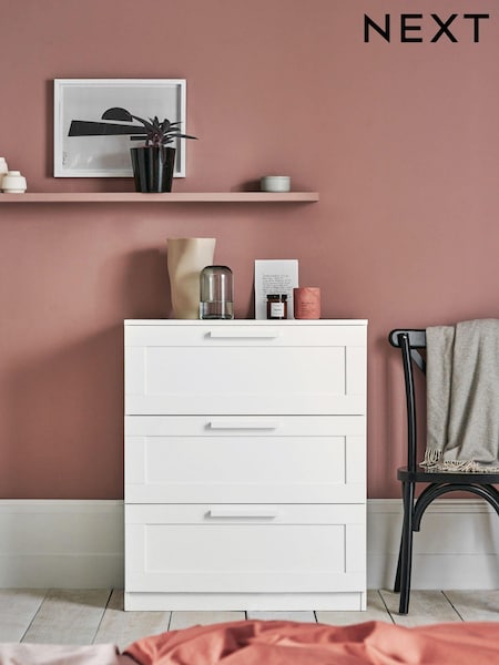 White Flynn 3 Drawer Chest of Drawers (192084) | €230