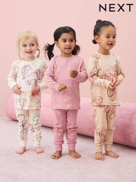 Neutral/Motiv - Printed Snuggle Pyjamas 3 Pack (9mths-12yrs) (192108) | 23 € - 28 €