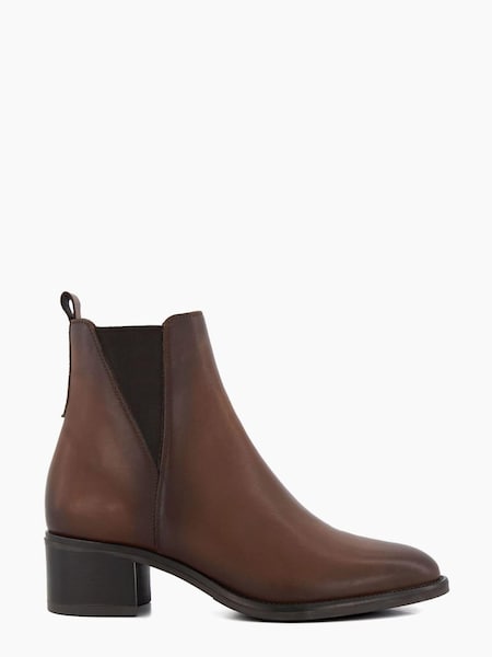 Dune London Brown Pouring V Cut Elastic Heeled Boots (192168) | €95