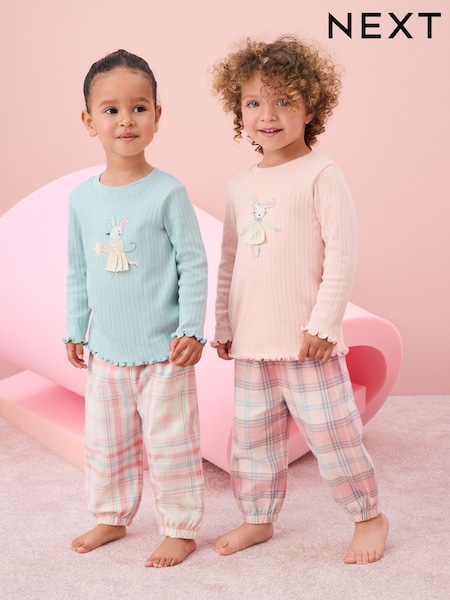 Pink/Blau, Maus - Woven Bottoms Pyjamas 2 Pack (9mths-10yrs) (192178) | 31 € - 44 €