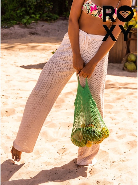 Roxy Cream 100% Cotton Wide Leg Beach Trousers (192279) | €30
