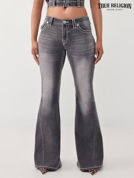 Black - True Religion Twisted Mid Rise Ultra Flare Big Jeans