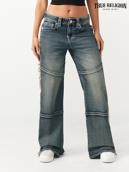 Blue - True Religion Contrast Panel Mid Rise Bobbi Baggy Jeans