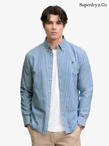 Light Blue Stripes - Regular Superdry Preppy Oxford Long Sleeve Shirt