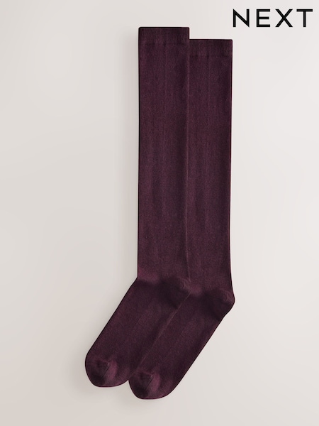 Rojo burdeos - Calcetines hasta la rodilla de mezcla modal 2 paquete
